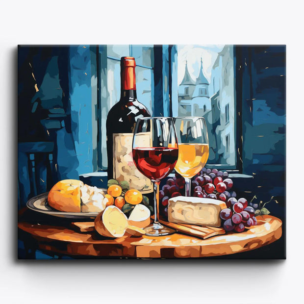 Wine and Cheese Still Life Paint by Numbers Kit