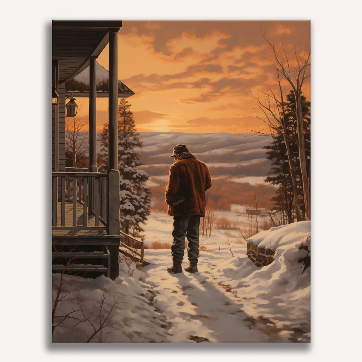 Winter Sunset Porch Paint by Numbers Kit-zoom-1