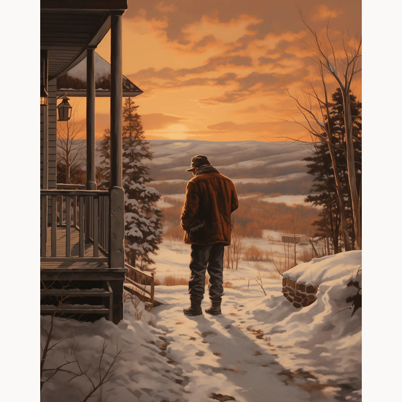 Winter Sunset Porch Paint by Numbers Kit-zoom-