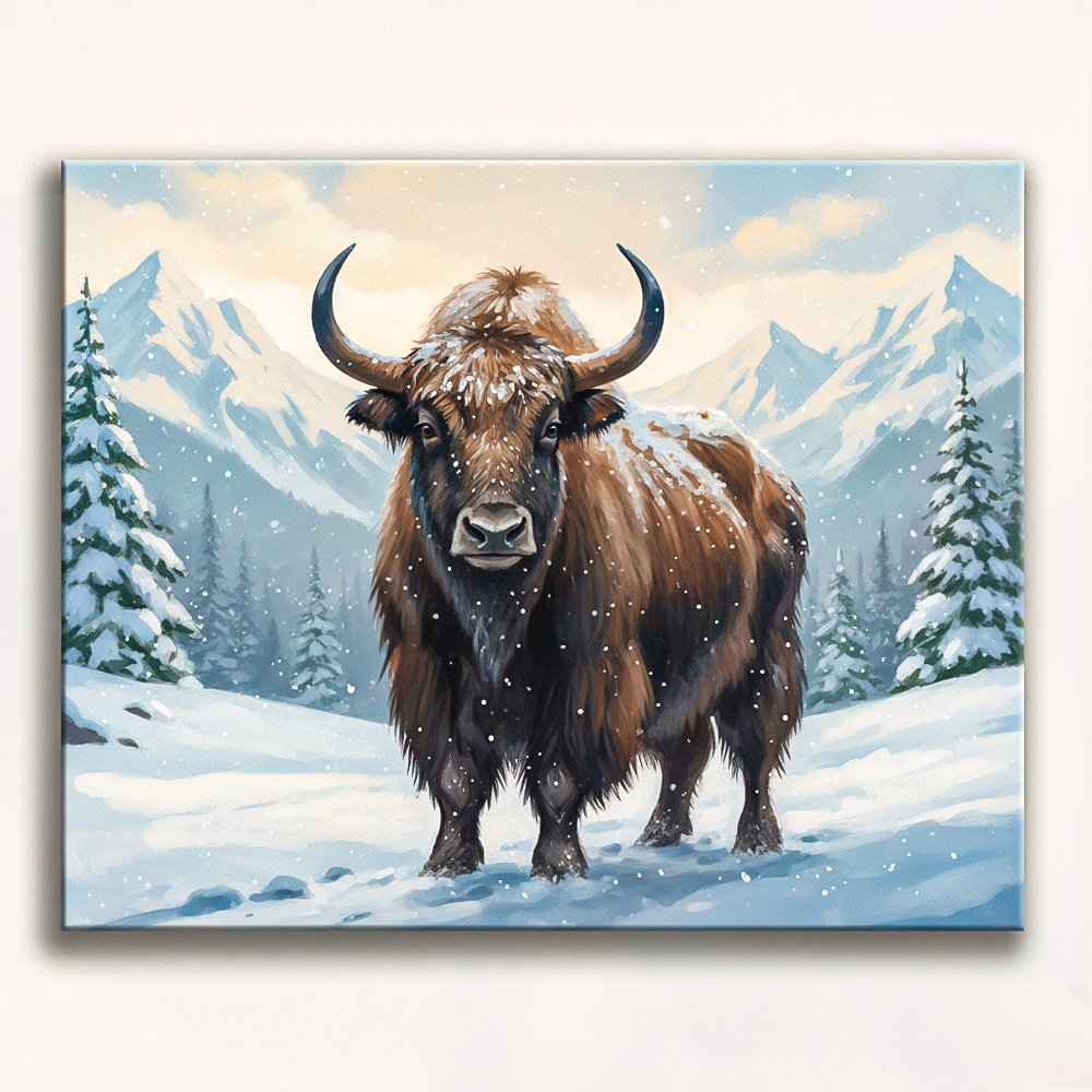 Mountain Yak in Snow Paint by Numbers Kit-zoom-1