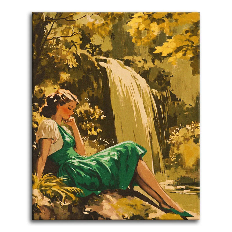 Woman by the Waterfall-zoom-