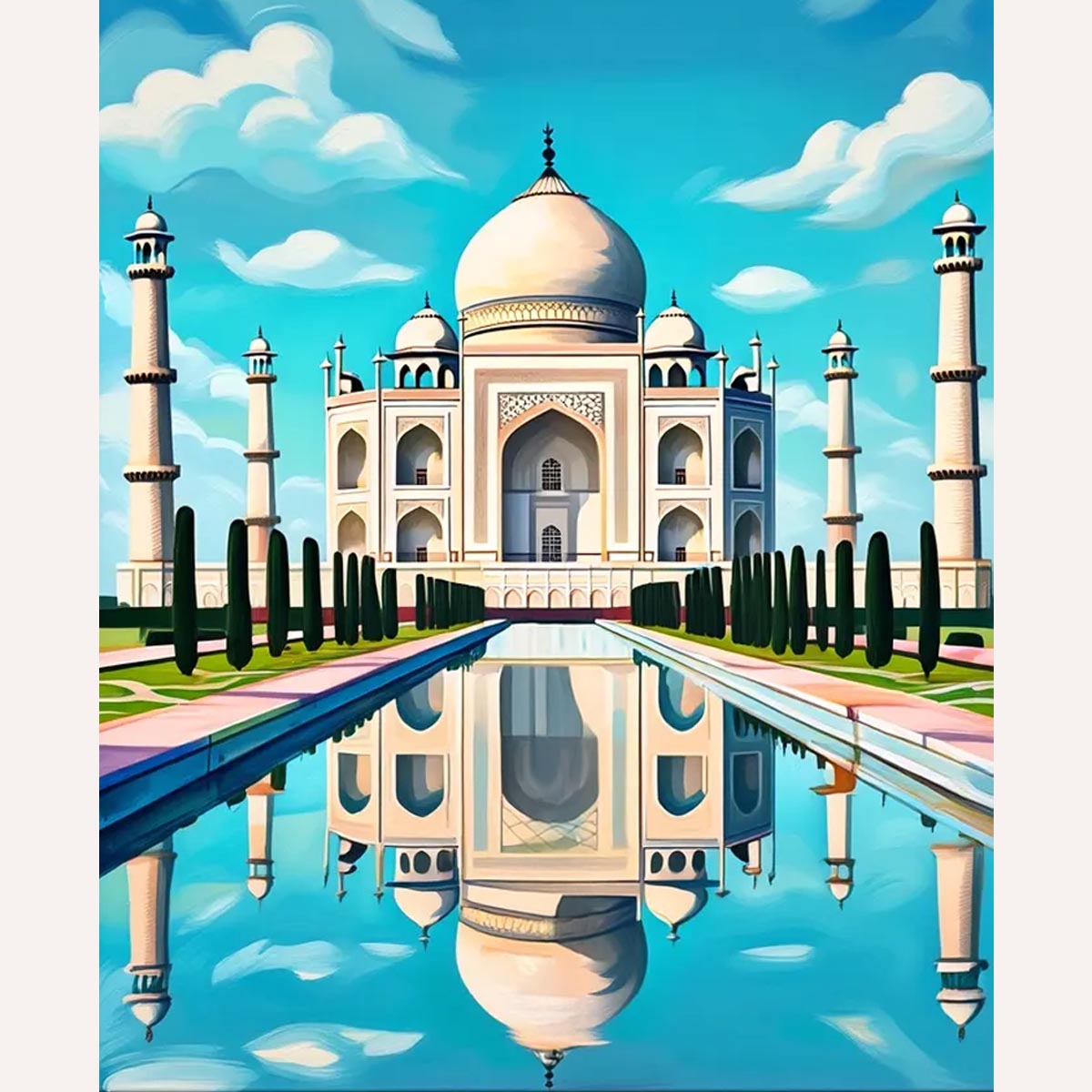 Taj Mahal Reflection Paint by Numbers Kit-2
