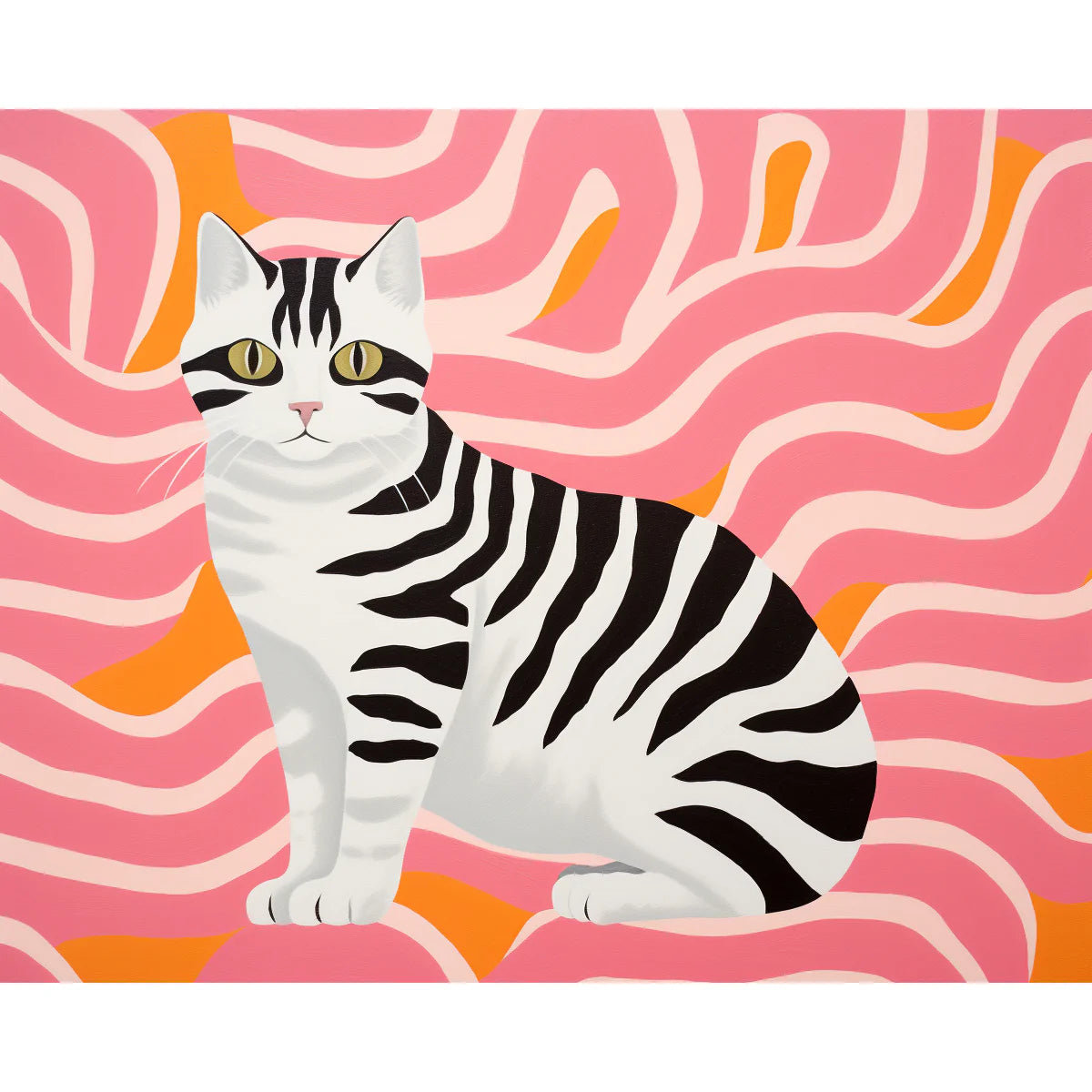 Zebra Striped Cat Pop Art Paint by Numbers Kit-2